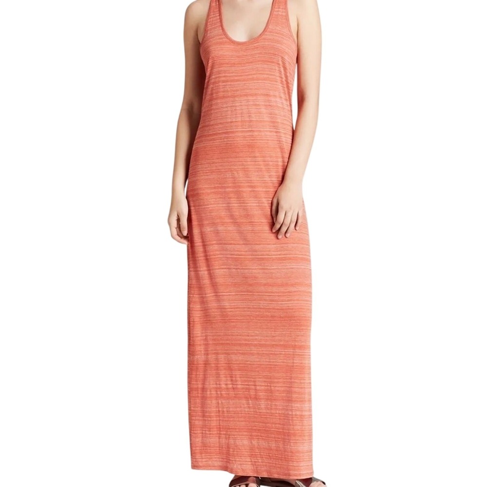 VINCE Maxi Dress‎ Razorback Women's XS Stretchy Lightweight Coral Minimalist